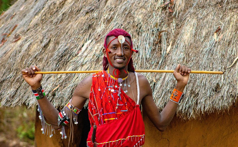 Kultureller Austausch mit den Masai - Masai vor Masai Manyatta