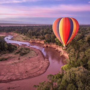 Hot Air Balloon over the Masai Mara River