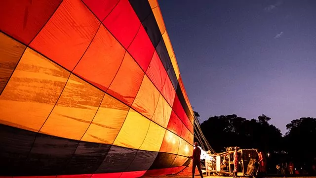 Filling the Hot Air Balloon for a ride over the Masai Mara